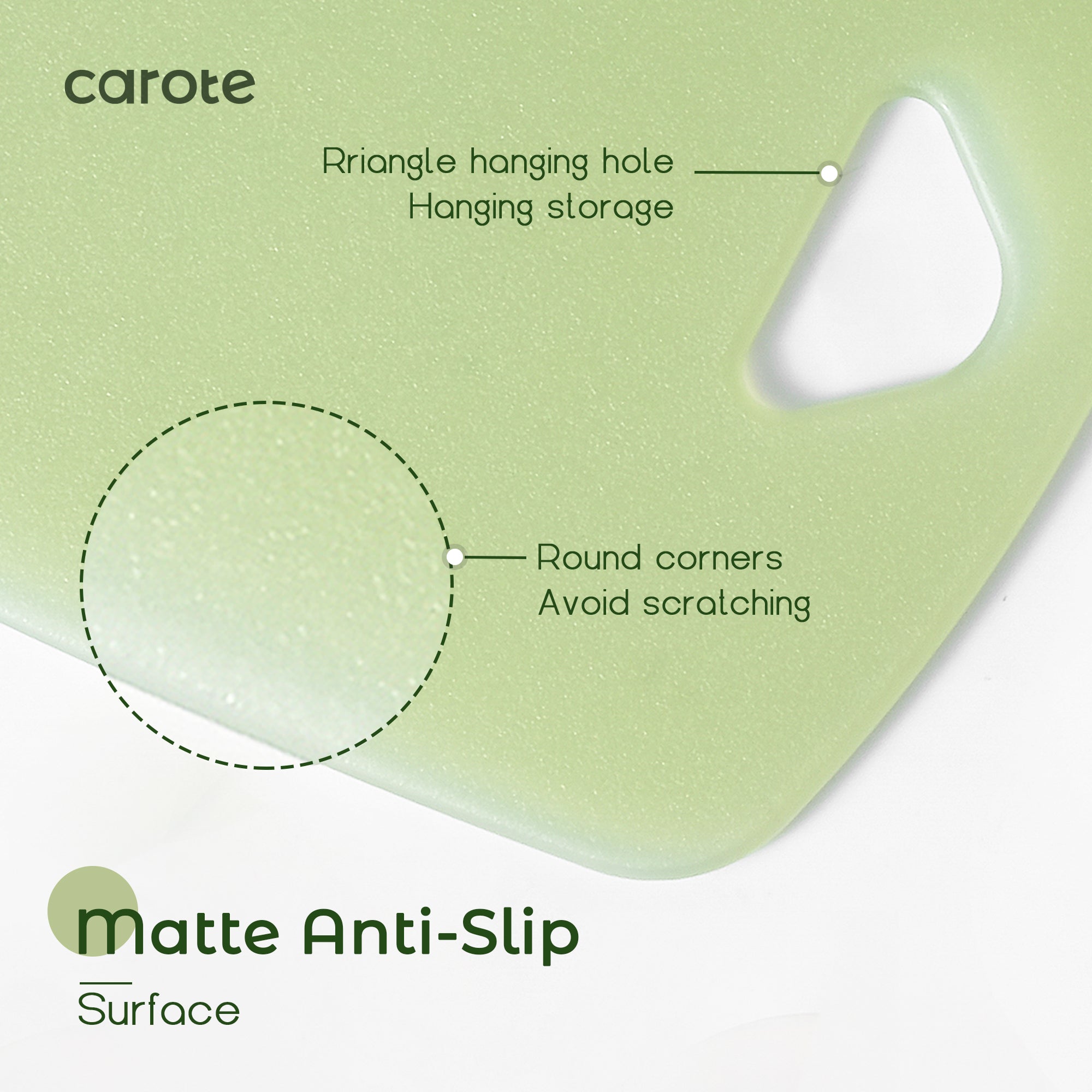Carote 3PCS Thickened Cutting Boards Set, Non Slip Plastic Cutting Boards for Kitchen, Cutting Board for Meat, Vegetable, Fruit, BPA Free, Knife Friendly, Green