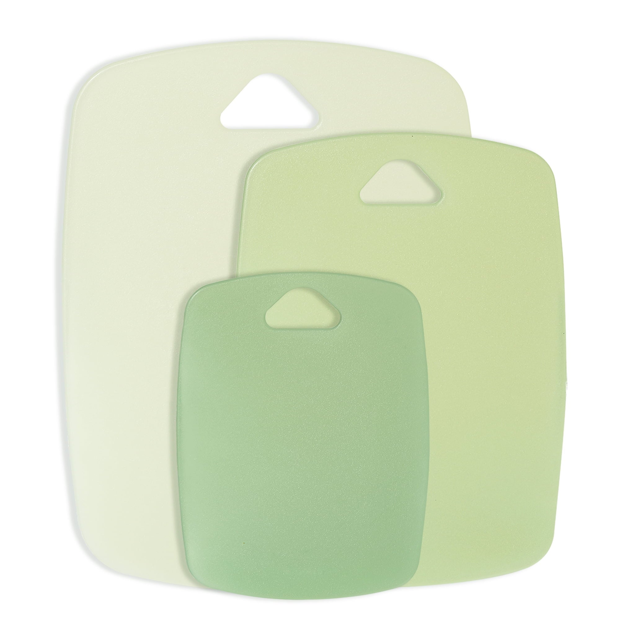 Carote 3PCS Thickened Cutting Boards Set, Non Slip Plastic Cutting Boards for Kitchen, Cutting Board for Meat, Vegetable, Fruit, BPA Free, Knife Friendly, Green